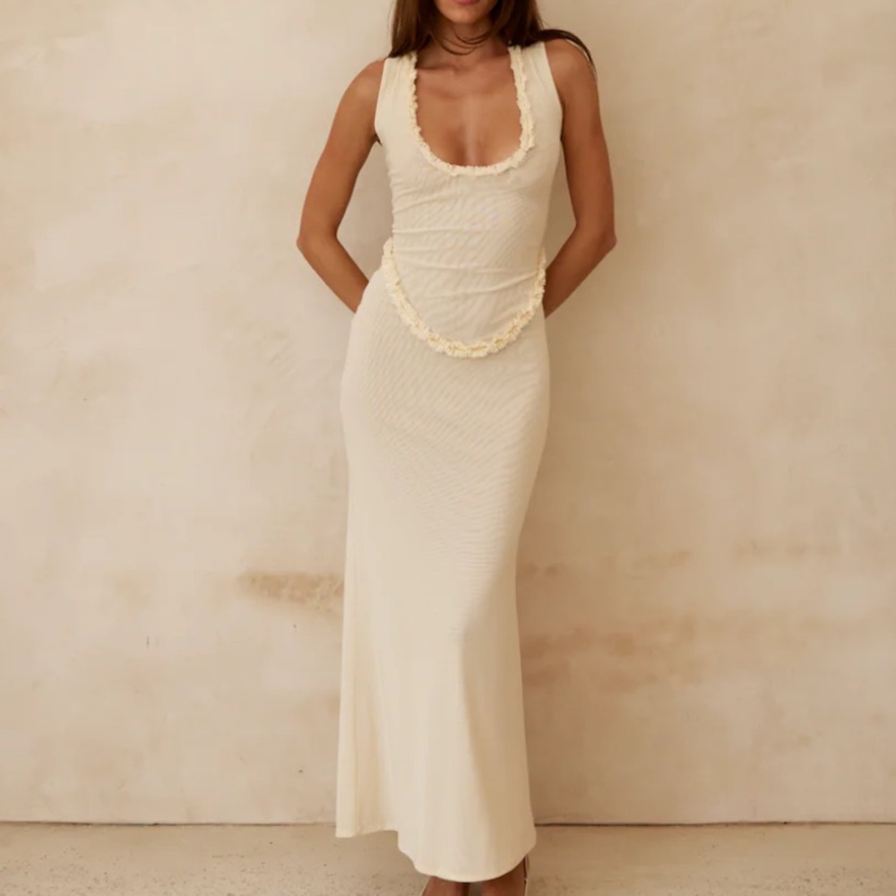 NWT AMELIE TEJE MIRO MAXI DRESS IN BUTTER SIZE XS